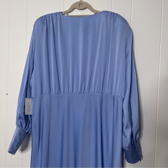 Eloquii Plus Size Satin Maxi Dress Long Sleeves Periwinkle Blue Women's 22 - Picture 4 of 10